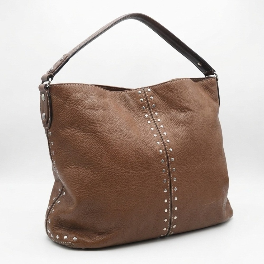 MICHAEL Michael Kors Astor Large Studded Leather Hobo Shoulder Bag Brown